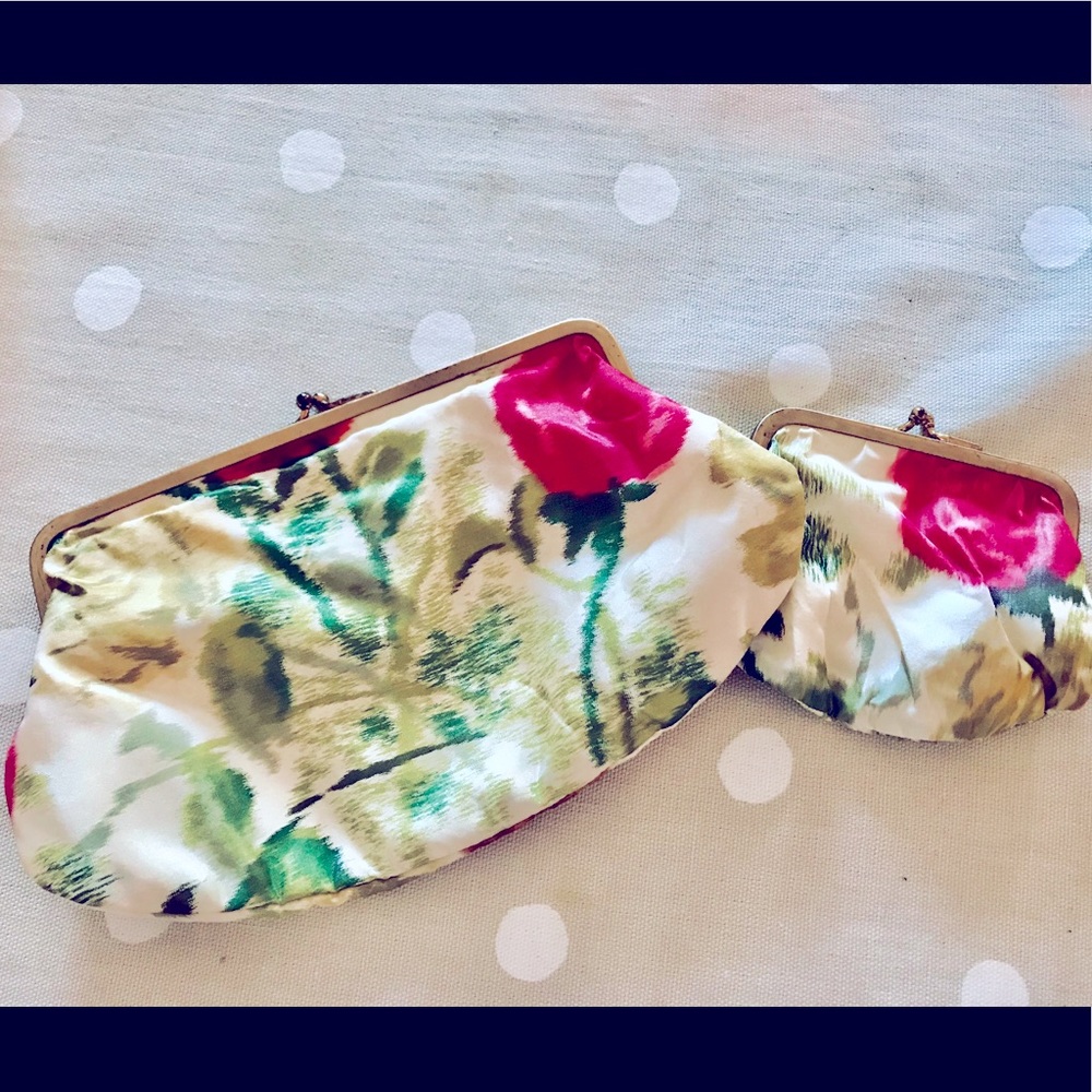 Vintage Hand-Painted Clutch & Coin Purse Duo